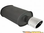 Megan Racing O-ST Matte Black Stainless Steel Muffler with Single Chrome Oval Tip