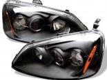 Передняя оптика для Honda Civic 01-03 Halo Projector Чёрный: Spyder