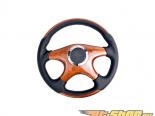 NRG Leather with Wood Accents 4 Wood Spokes Classic Wood Grain  