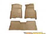 Husky Liners   & 2nd  Floor Liners | Weatherbeater Series Tan Ford F-150 Supercrew Cab Pickup Without Manual Transfer Case Shifter 09-14