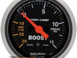 Auto Meter Sport-Comp  : Boost/Vacuum 30 In Hg.-Vac./15 PSI #18694
