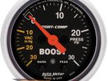 Auto Meter Sport-Comp  : Boost/Vacuum 30 In Hg.-Vac./30 PSI #18695