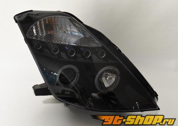 Передняя оптика на Nissan 350Z 03-09 Dual Halo Angel Eye Projector Тёмный Передняя оптика на Nissan 350Z 03-09 Dual Halo Angel Eye Projector Тёмный